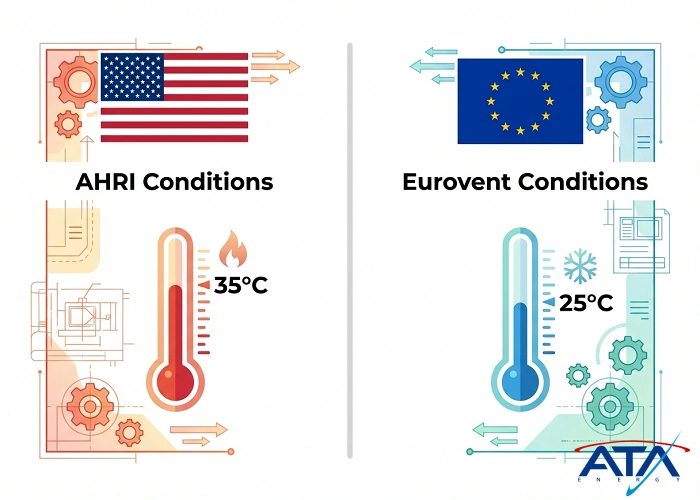 شرایط تست ظرفیت اسمی چیلر در استاندارد AHRI آمریکا و Eurovent اروپا